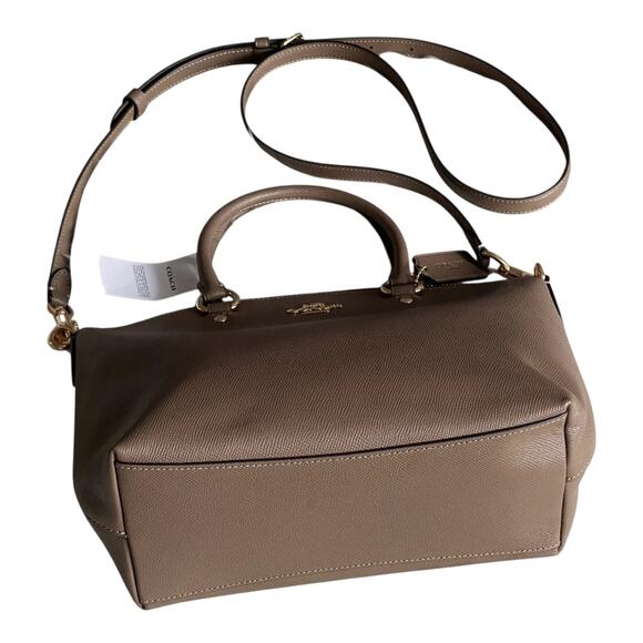 COACH SADIE SATCHEL BAG CROSSGRAIN LEATHER IN DARK STONE ADJUST. CROSSBODY NEW - Picture 10 of 16